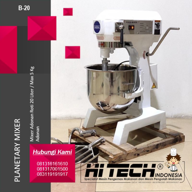 Planetary Mixer 20 Liter Masema MS-B20 Mikser Roti 20L B-20 MSB20 Mixer Adonan Roti 20 L