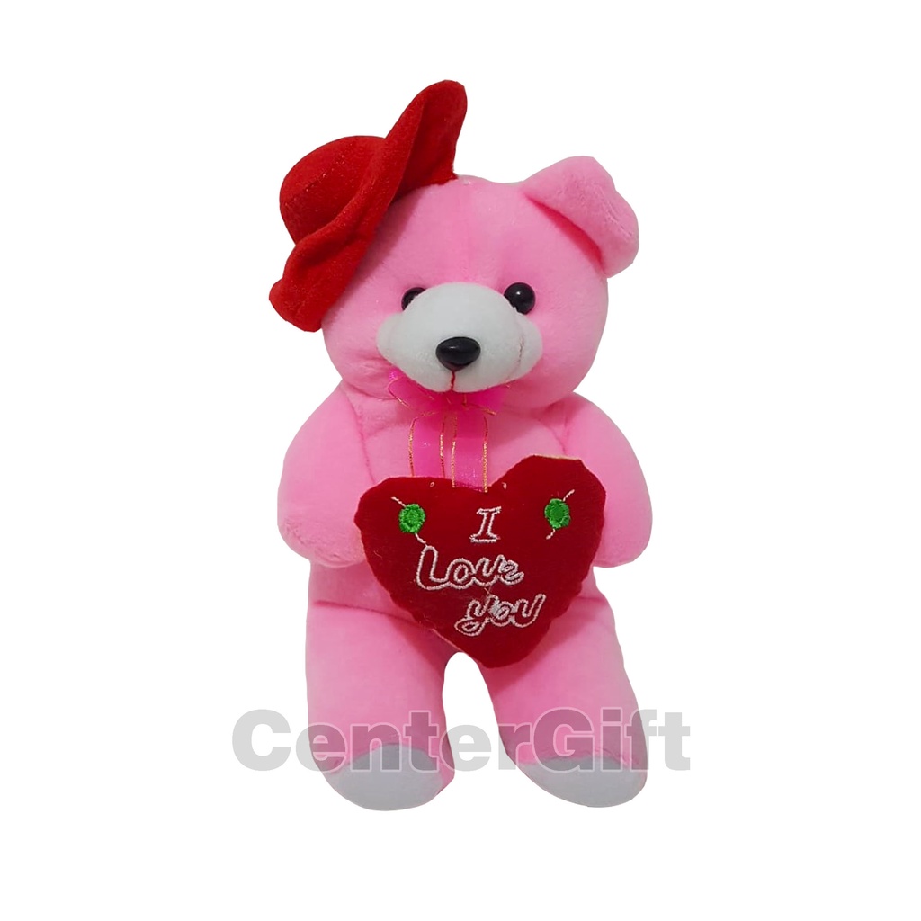 Boneka Teddy Bear Love Topi Size Mini T25CM