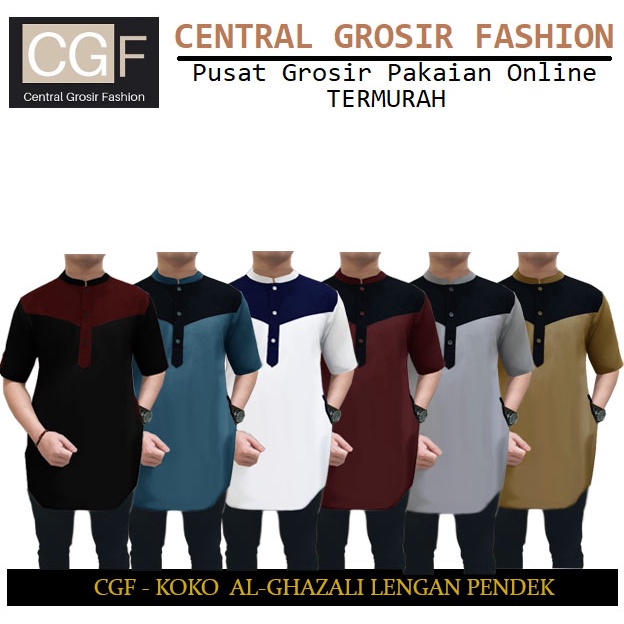 Koko Al-Ghazali Lengan Pendek - Central Grosir Fashion (CGF) - Ukuran S-3XL - Matt Katun Poplin