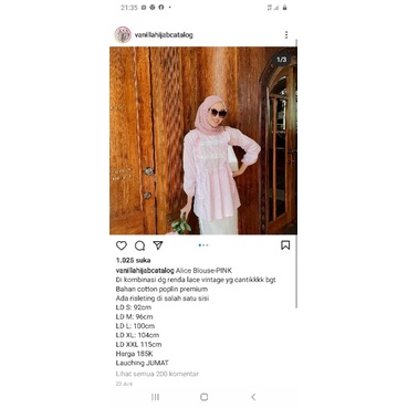 Alice Blouse Pink by Vanilla Hijab