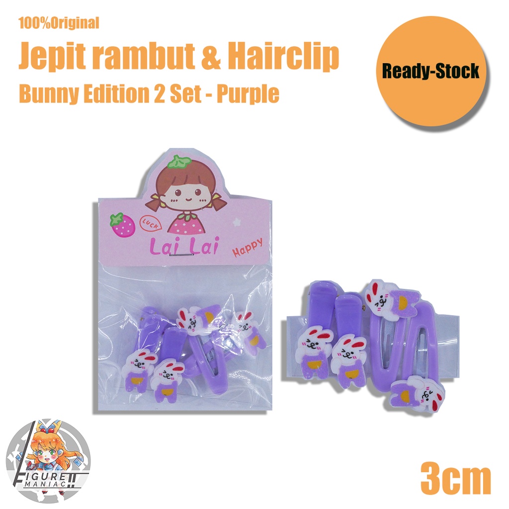 Jepit Rambut &amp; Hairclip Anak - Bunny Edition 3 Cm isi 4 Pcs