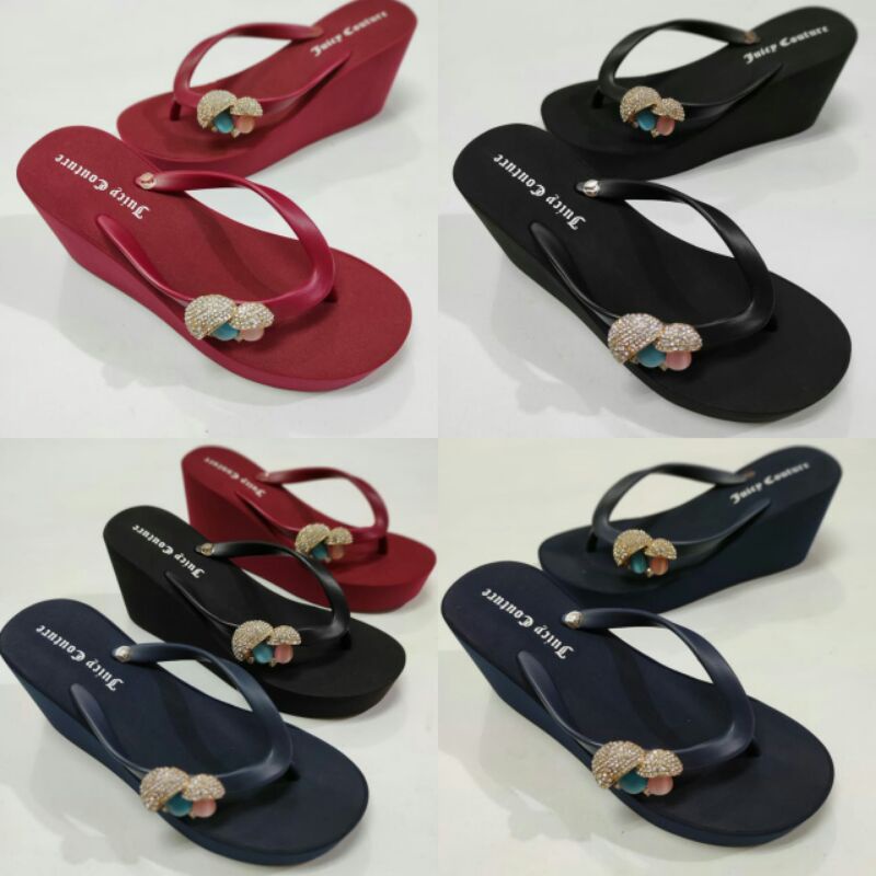 Sandal Jepit JUICY COUTURE Mushroom Jamur Wedges / Juicy Couture tali polos pin Jamur