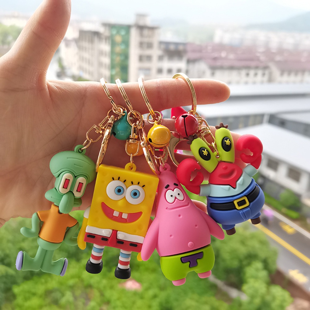 1pc Gantungan Kunci Bentuk Bintang Patrick Spongebob Dengan Lonceng Untuk Aksesoris Tas