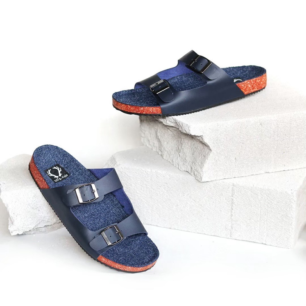 KENICHI II BROWN x KOJO Sandal Casual Coklat Pria Sendal Slide Jalan Santai Harian Hangout Main Slop Kerja Formal Kondangan Lebaran Selop Remaja Dewasa Bapak Bapak Kado Orang Tua Semi Kulit Premium Distro 02 Footwear Ban Tali 2 Strap Keren Terbaru Branded