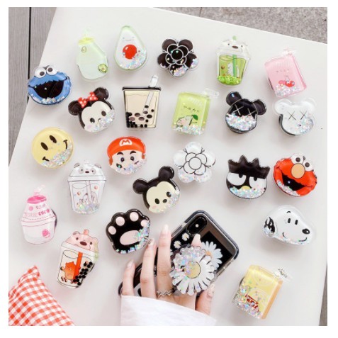 Pop Socket Quicksand Gliter Motif Kartun Lucu Cute Phone Holder