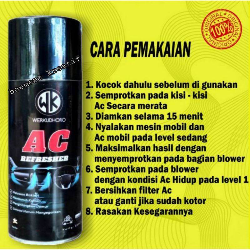 Ac refresher mobil WK / Pembersih Ac mobil wk / cleaner ac mobil dan rumah