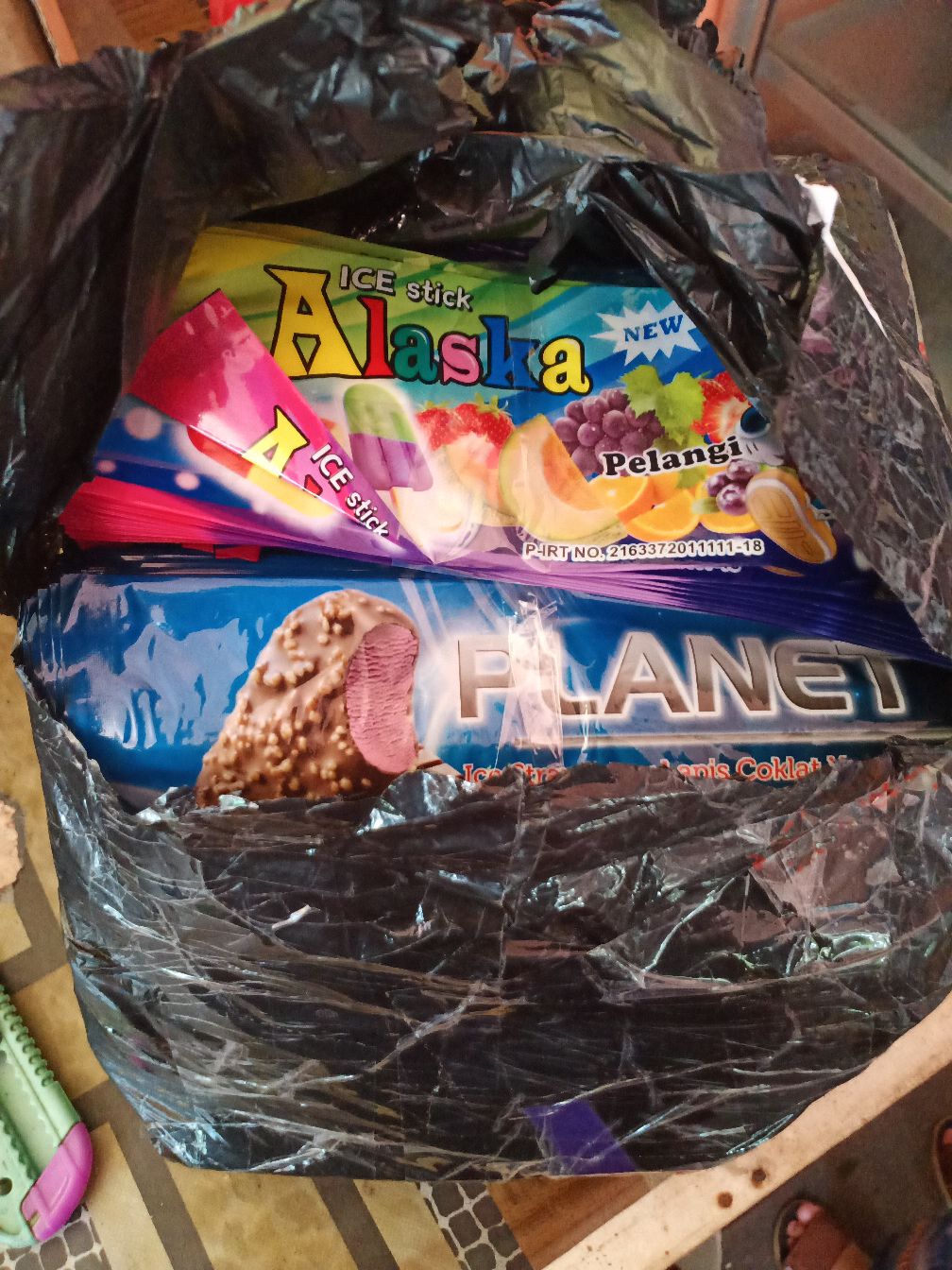 Kemasan Ice Stick Alaska / Plastik Es Krim Panjang / Plastik Es Gambar / Bungkus Es Lilin Lolin