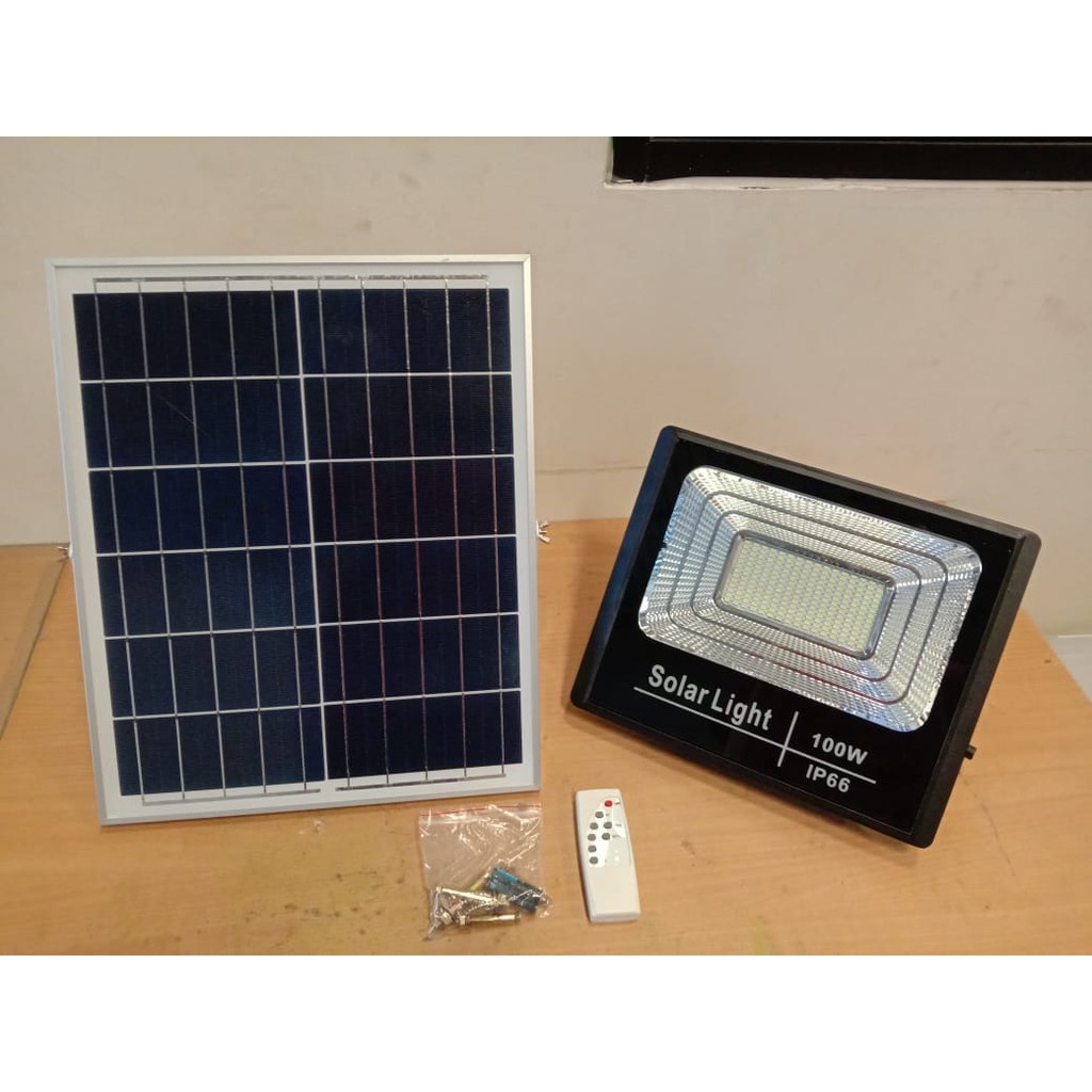 LAMPU KAP SOROT LED 100W CAHAYA PUTIH + SOLAR CELL