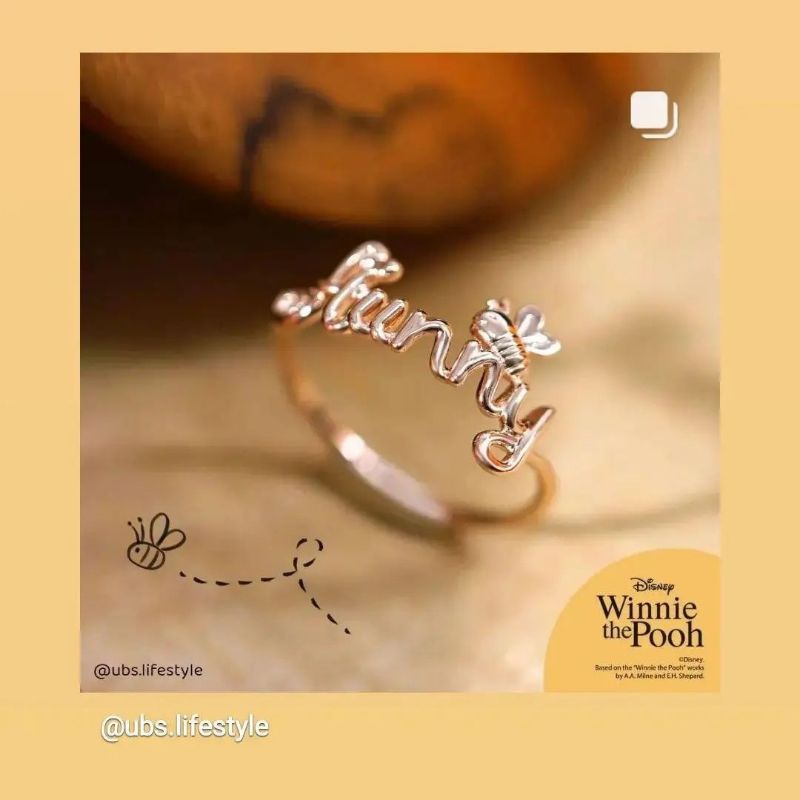 Kalung dan cincin winnie the pooh dewasa UBS kadar 375 8K