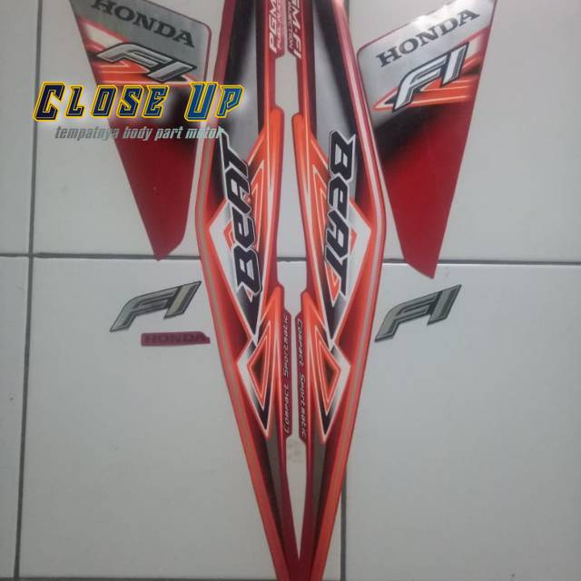 Stiker striping Honda beat fi 2013 merah
