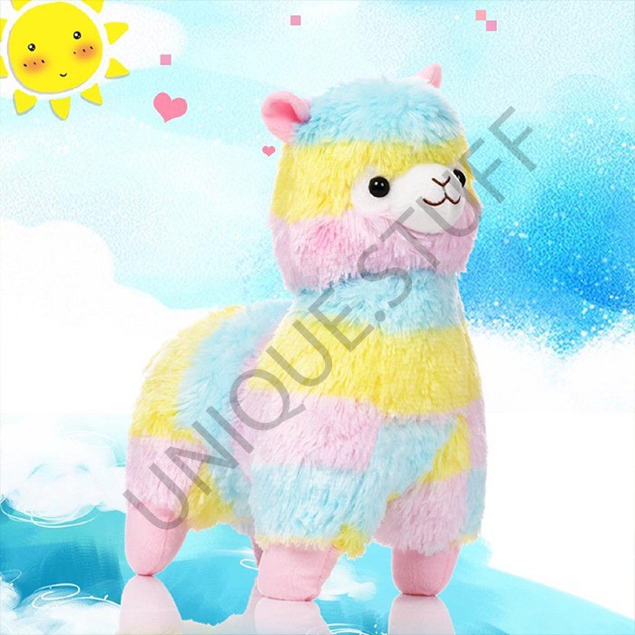Boneka alpaca rainbow import alpacasso soft plush alpaca doll