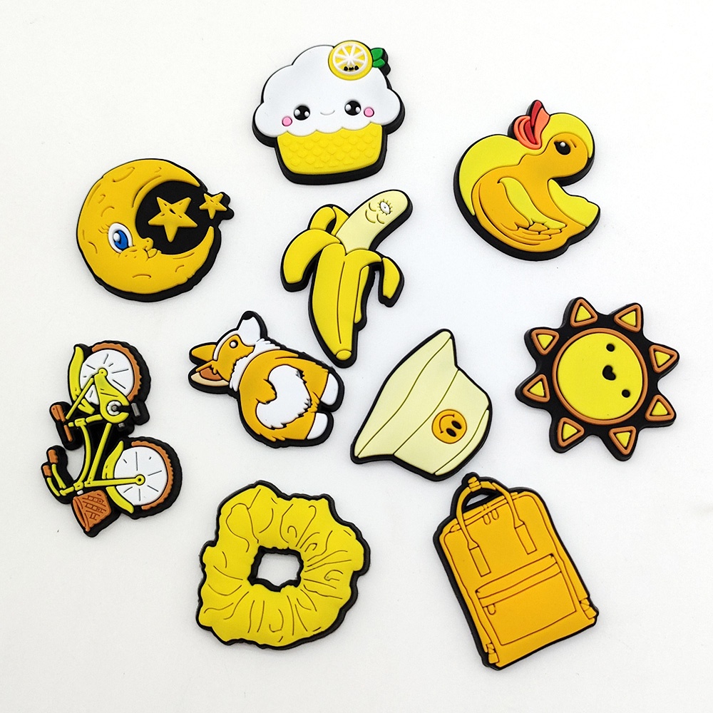 Buckle Pin Desain Jibbitz Warna Kuning Untuk Aksesoris Sepatu crocs Charms Clogs