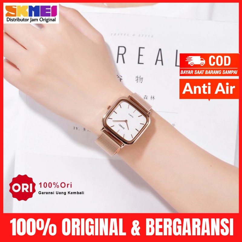 Jam Tangan Wanita Rantai Anti Air Original 100% SKMEI Analog Cewek Garansi Skimei 1555S Import