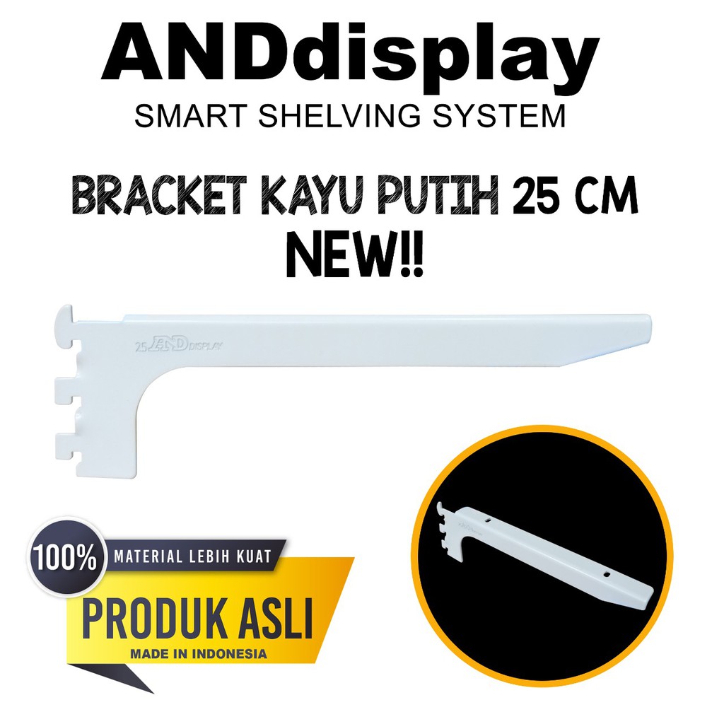 BRACKET KAYU 25 CM PUTIH DAUN BRAKET SIKU AMBALAN RAK DINDING 25CM ANDDISPLAY