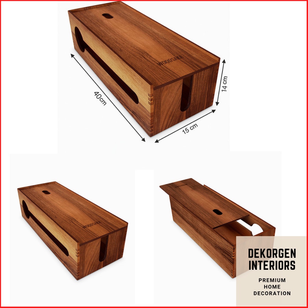 Organizer Box Kabel Charger Pc Laptop Hp Storage Cable Management Wood