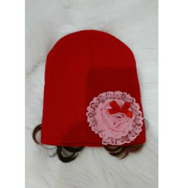 Topi rambut palsu/Topi kepang anak/Topi rambut/Topi wig anak/Topi bayi/Topi anak import