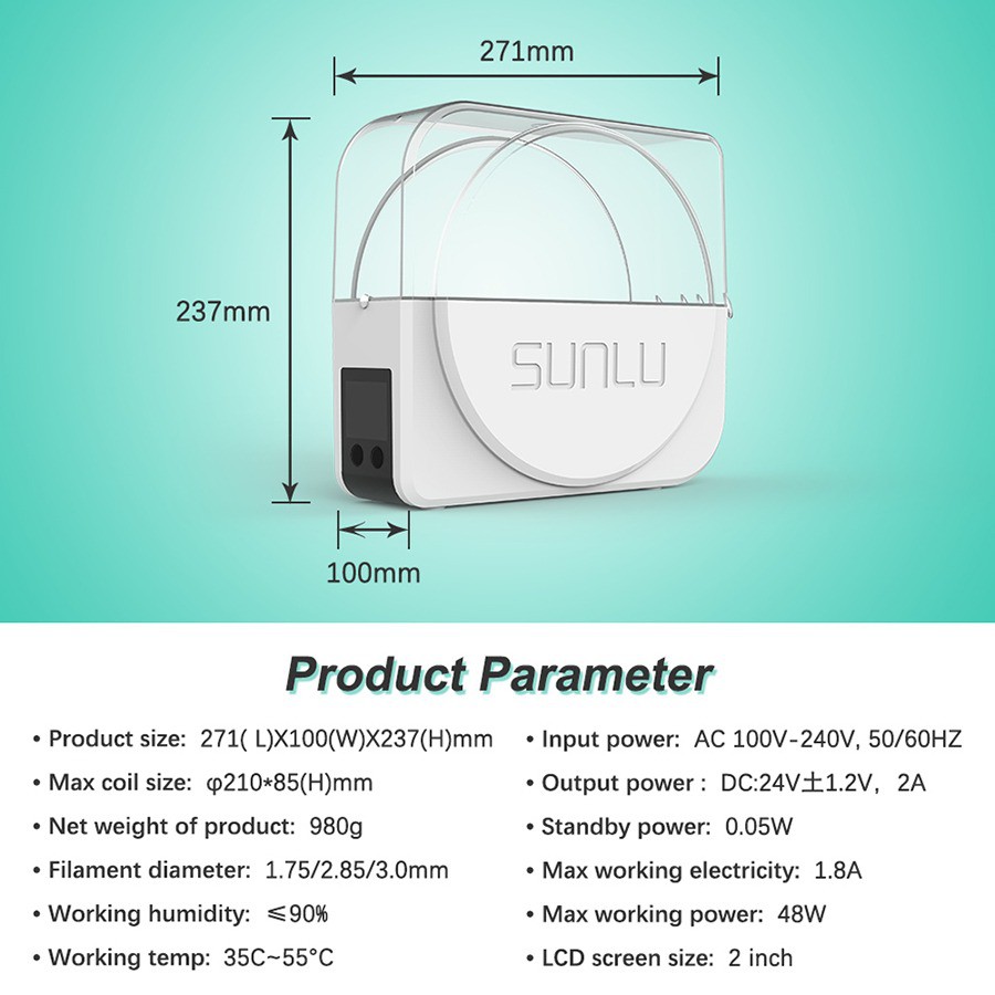 3D Filament Storage-Dehydrator-Heater-Dryer-SUNLU FilaDryer