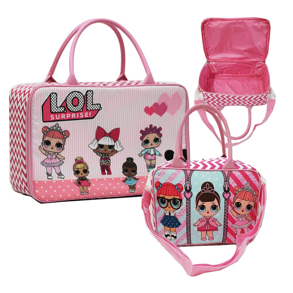 SET isi 2 - Tas Travel Anak Motif Cantik  Bahan Kanvas  ( isi 2 Besar dan Kecil )