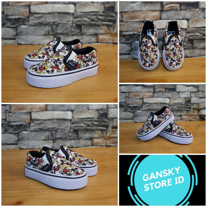 SEPATU ANAK MICKEY SLIP ON PREMIUM HIGH QUALITY VANS KIDS MICKEY MOUSE ANAK