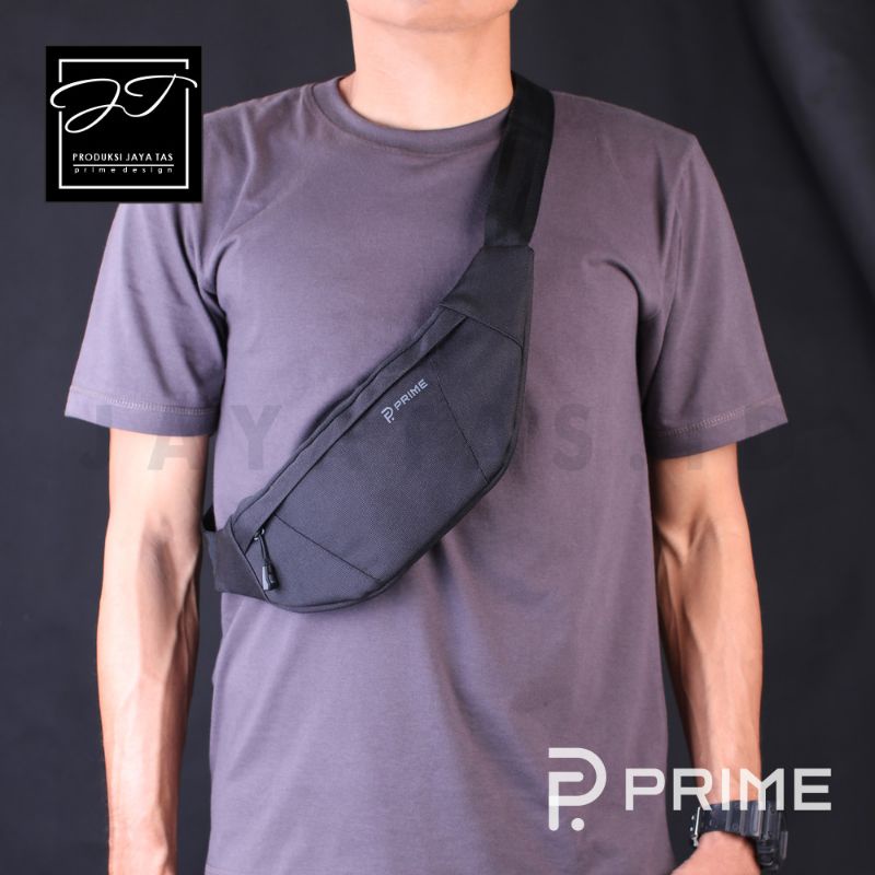 Tas Selempang Dada Dan Bahu Pria Original Bisa Custom Logo Bahan Nilon Hitam Terbaik Remaja Wanita C