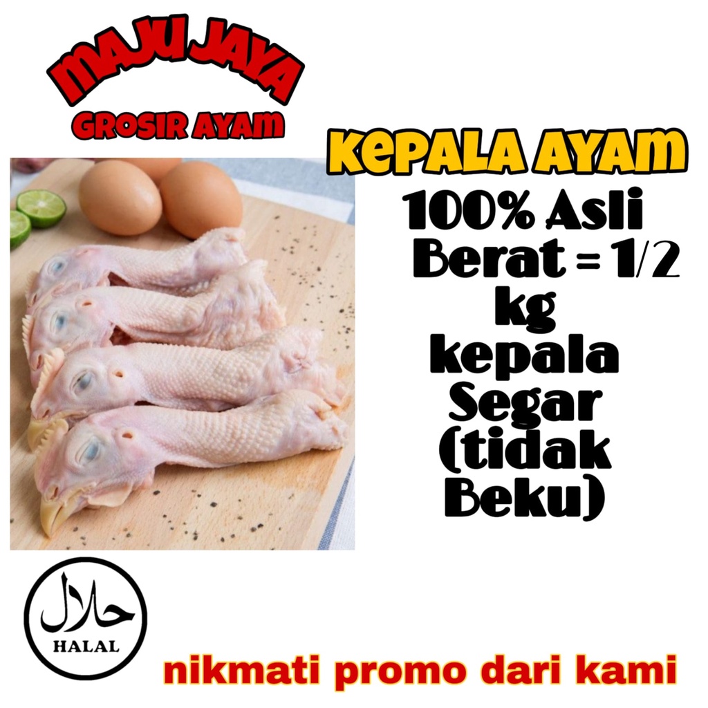 KEPALA AYAM SEGAR 1/2 KG (500 gr)/ KEPALA BERSIH / FRESH / MURAH / BERKUALITAS