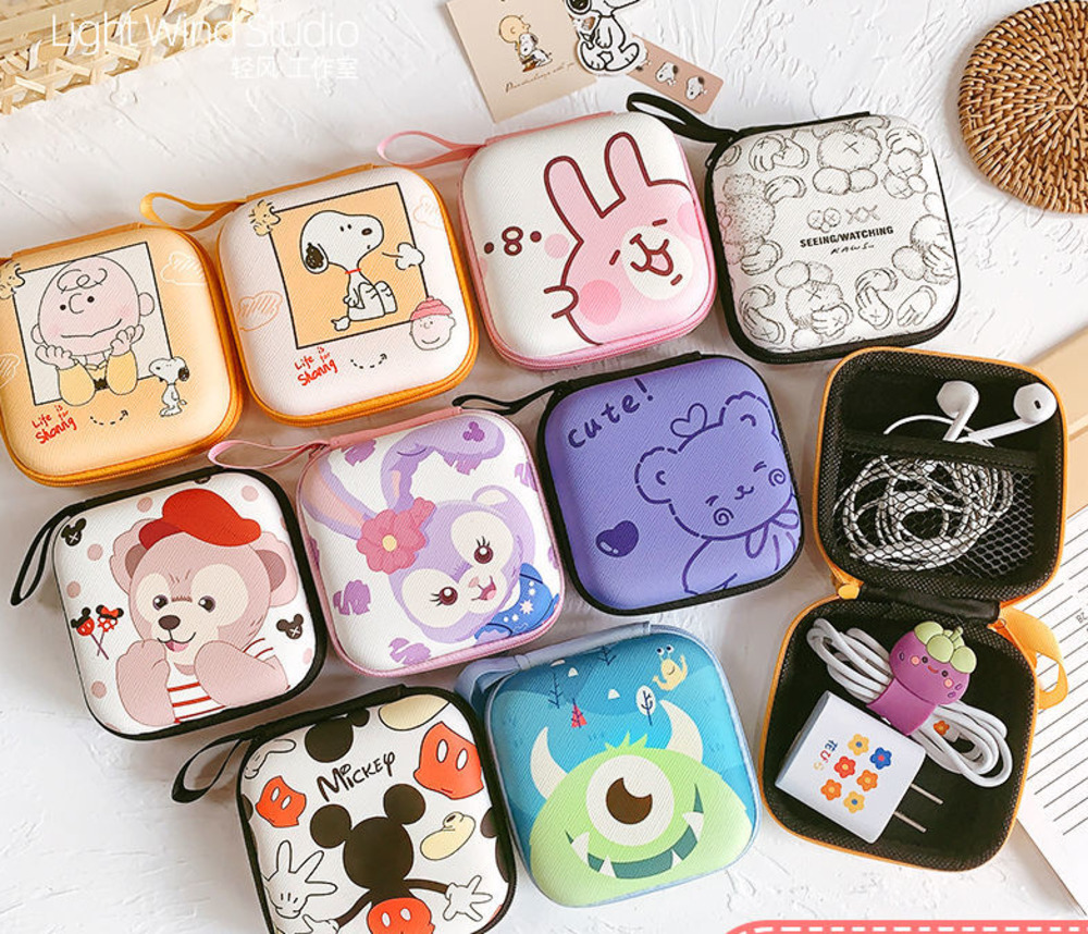 Headphone Storage Box Charging Cable Cute Cartoon Pattern Japanese And Korean Creative Design Dve8