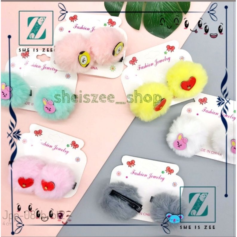 jepit pompom bts / jepit bts / jepit pompom / jepit rambut / jepit anak / akaesoris bts /bts21