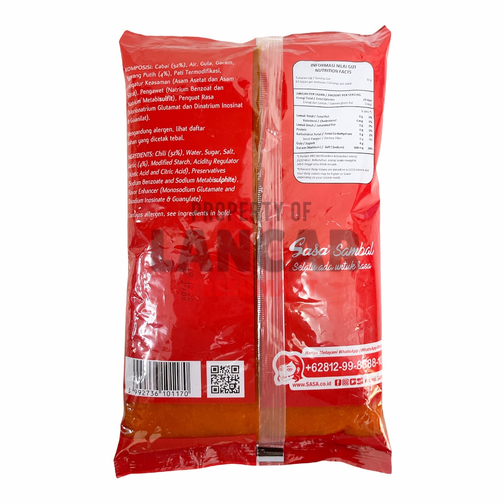 SASA SAUS SAMBAL ASLI 1KG / SASA SAUS SAMBAL REFILL PACK 1KG