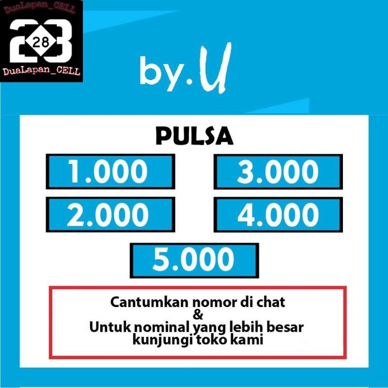 [ Buka 24 Jam Selama Online ] Pulsa Reguler by U 1k 2k 3k 4k 5k