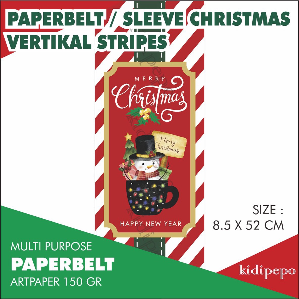 

PAPERBELT / SLEEVE KUE NATAL / CHRISTMAS VERTIKAL STRIPES – ISI 25 LEMBAR