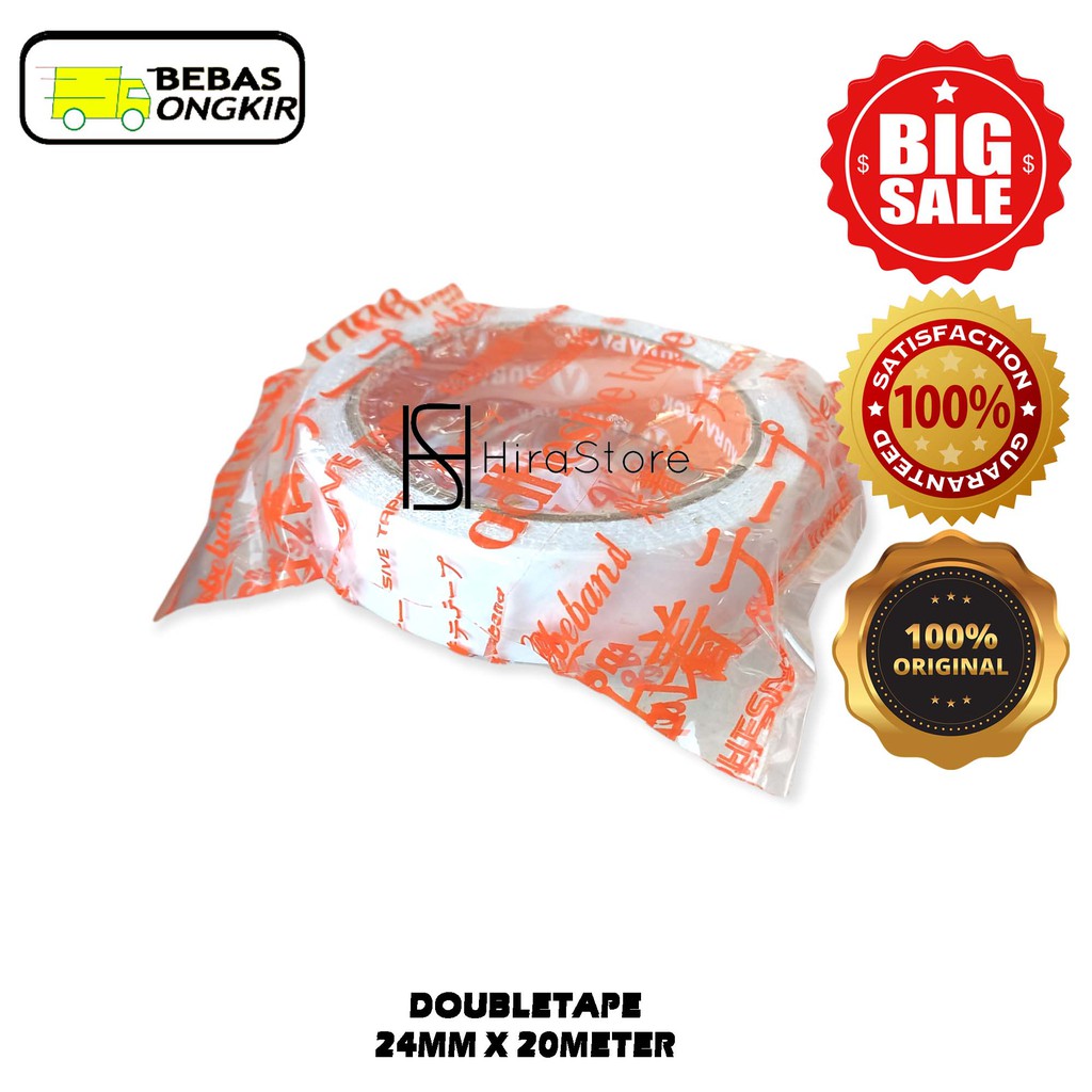

Double Tape 24 mm x 14 meter premium quaity / dobel tip