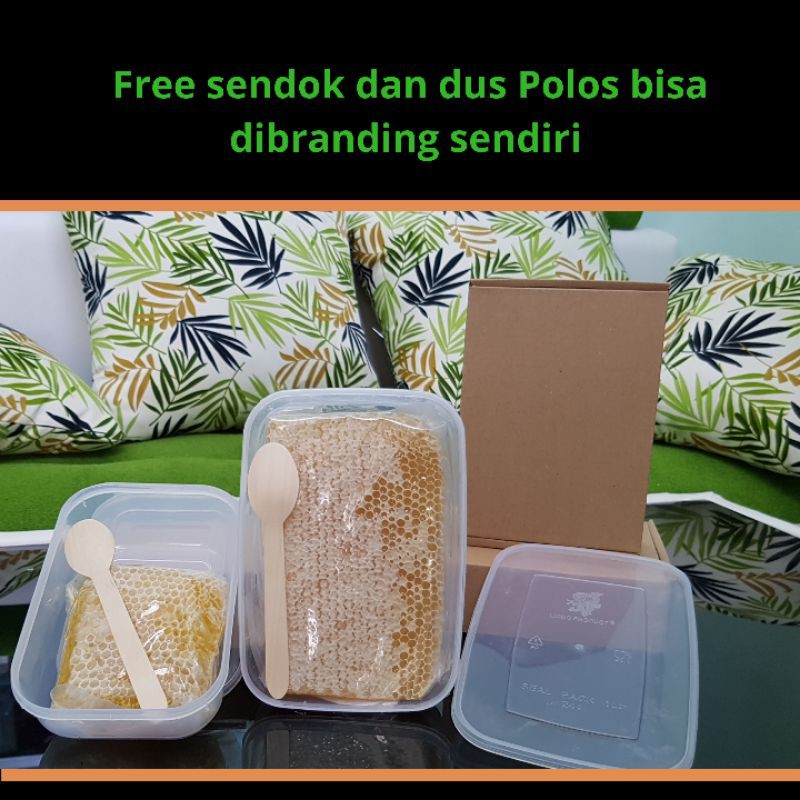 500Gr Dus Polos Sarang Madu Murni Asli Alami Melifera honeycomb