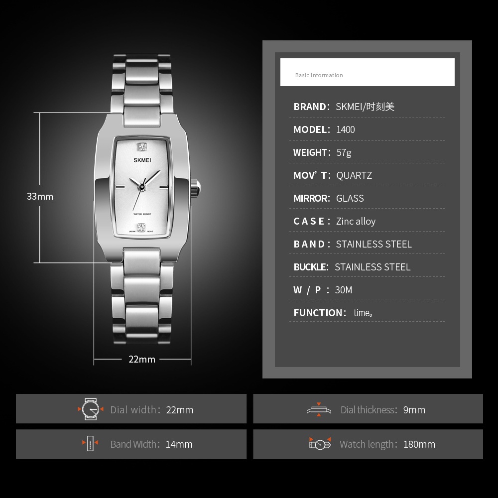 Jam Tangan SKMEI 1400 Jam Skmei Jam Tangan Cewek Jam Tangan Wanita Jam Tangan Rantai Jam Cewek