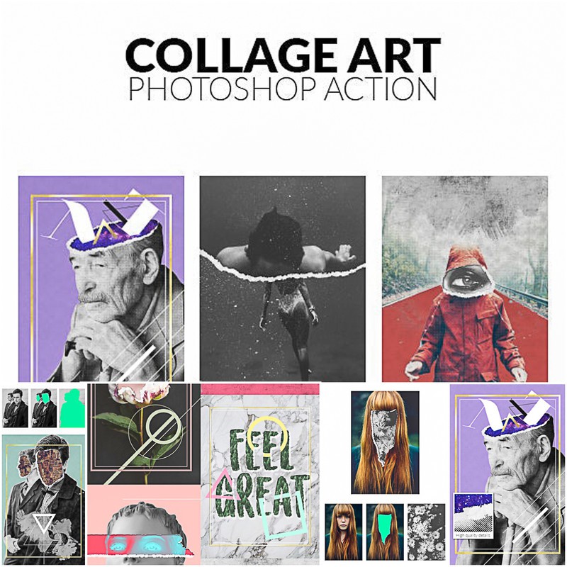 Collage Art Photoshop Action and Brushes