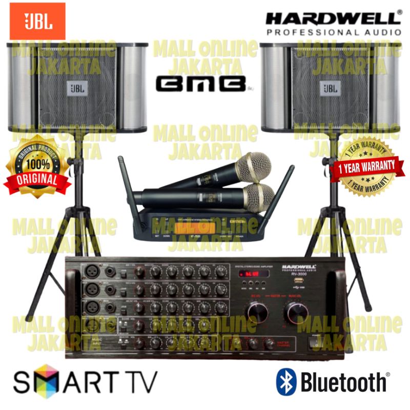 Paket karaoke JBL 10 inch rm10 Original Sound system mic wireless bmb power ampli hardwell rv3000