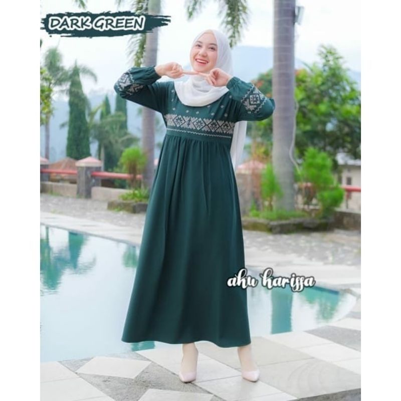 DZIFA DRESS BORDIR BY AKU KARISSA / GAMIS AKU KARISSA / GAMIS POLOS / GAMIS ITY CREPE