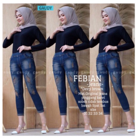 Febian jeans melar ripped / sobek tidak tembus bawah lipat [TNTI]