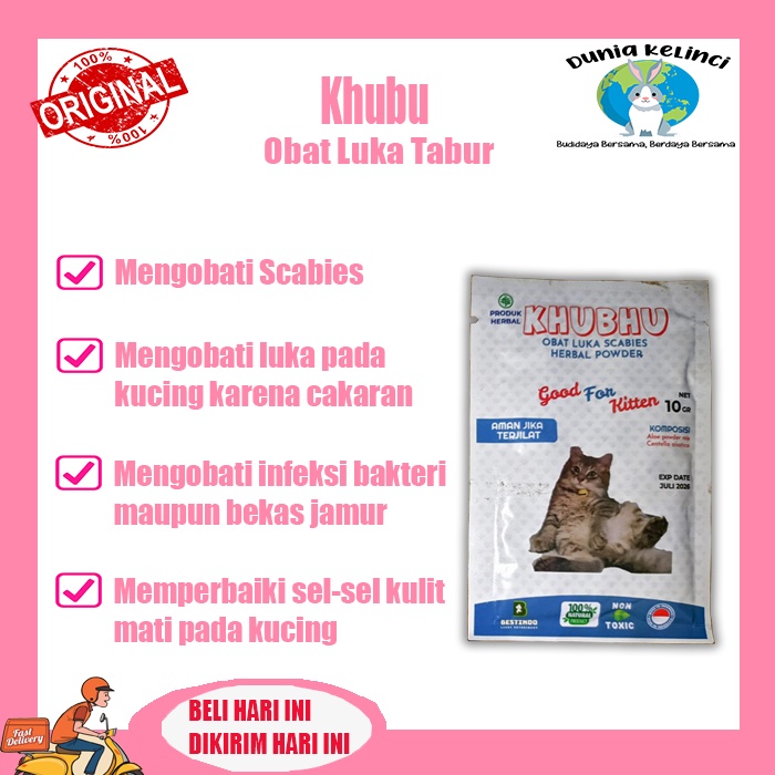 Obat Luka Kucing KHUBU Serbuk Koreng Scabies Jamur Gatel