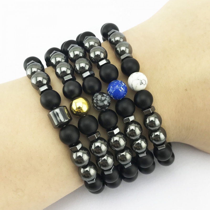 Unisex  Black Onyx Magnetic Beads Bracelet/  Stress Relief Healing Chakra Yoga Bracelet  /Popular  Ankle Bracelets /  Colourful Lucky Bracelets