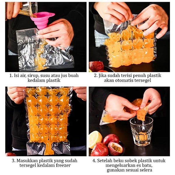 Kantong Plastik Cetakan Es Batu Isi 10 Pcs / Disposable Ice Making Bag Food Grade / TS-46