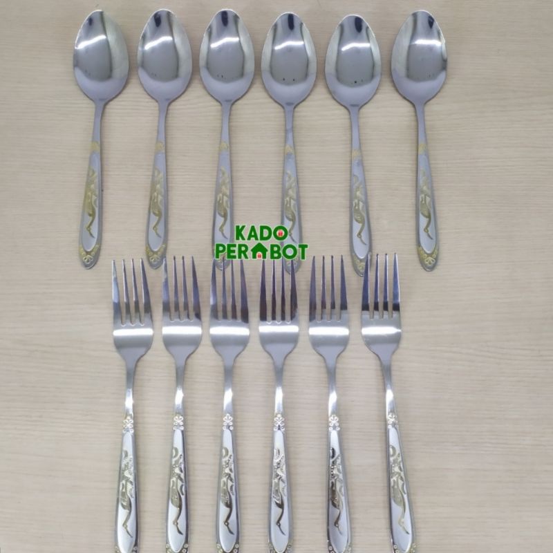 sendok dan garpu stainless - sendok garpu fujinex - sendok garpu 6pcs