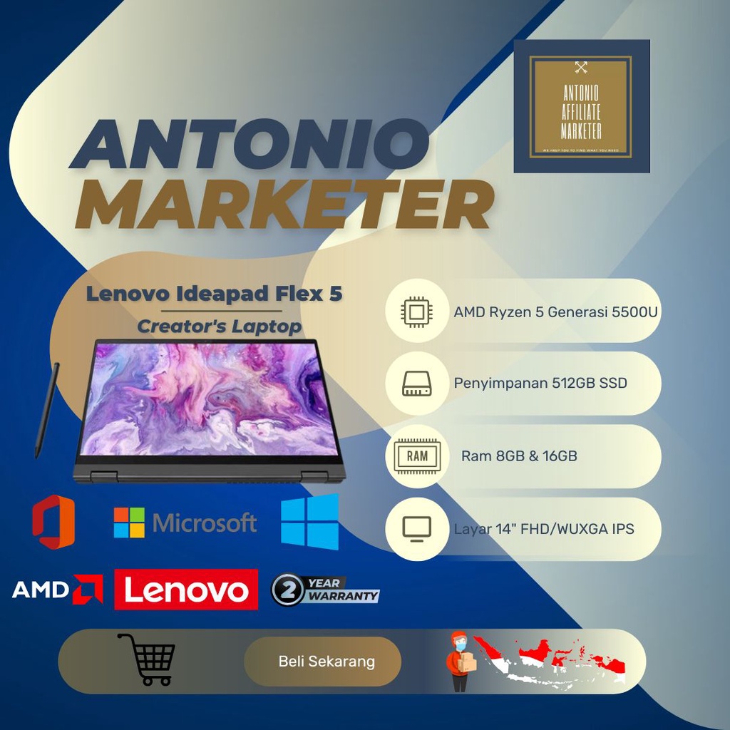 Lenovo Flex 5 Ryzen 5-5500U 8GB/16GB RAM 512GB SSD FHD/WUXGA