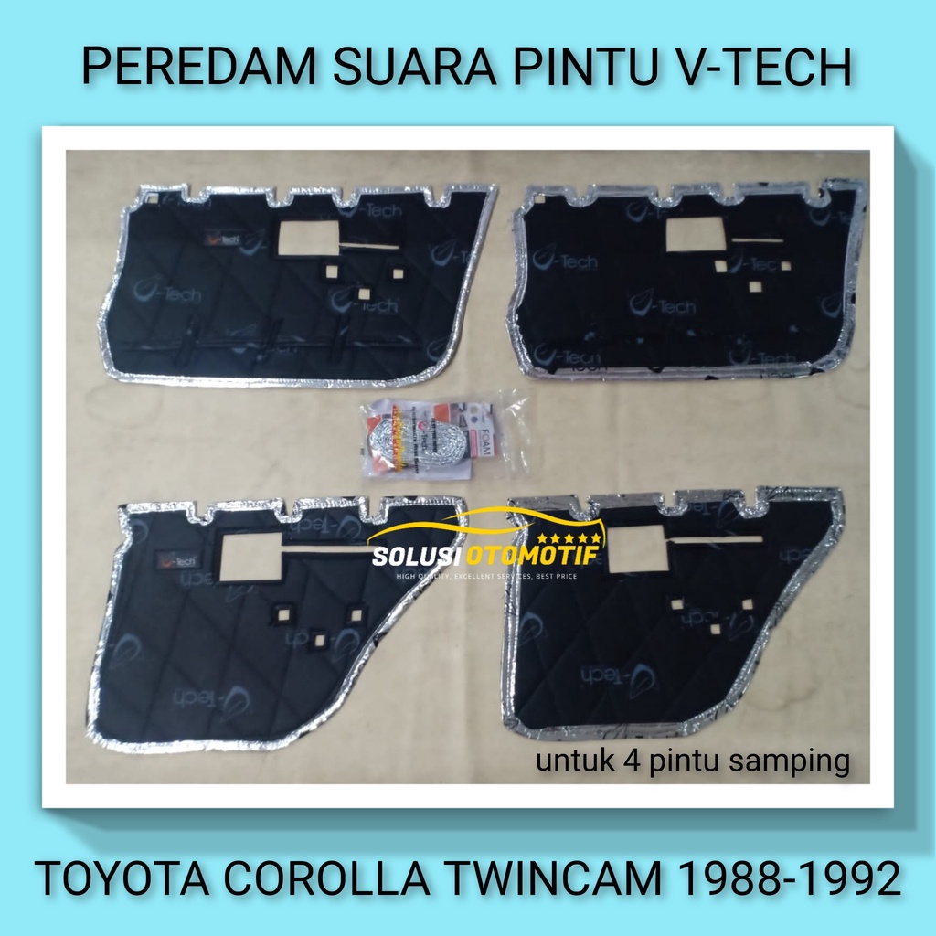TOYOTA COROLLA TWINCAM 1988-1992 Peredam Suara Pintu Aksesoris Variasi Mobil VTECH Ori Plug n Play