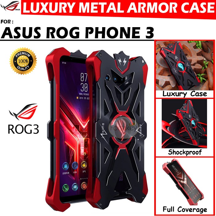 Asus ROG Phone 3 Metal Armor Hard Case Casing Cover Hardcase Sarung Kesing Shockproof Kuat Keren Ori