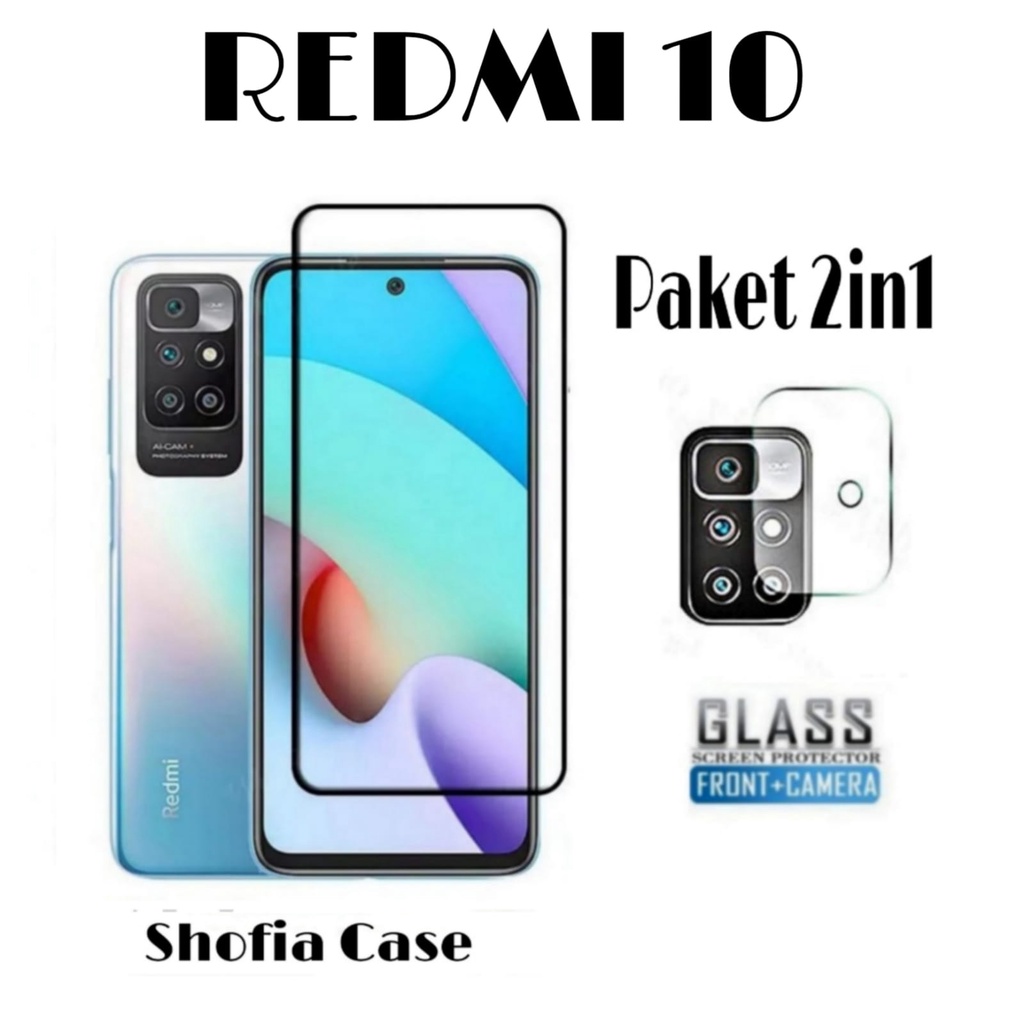 PROMO 2IN1 TEMPERRED GLASS  REDMI 10 10 PRIME ANTI GORES KACA FULL LAYAR