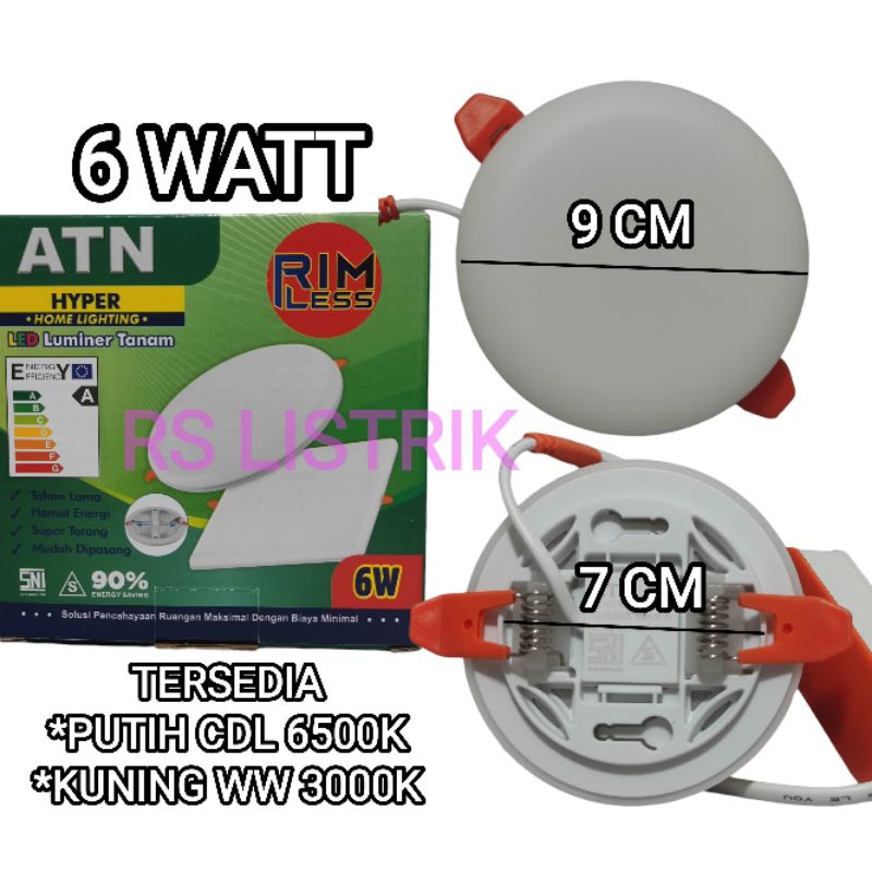 ATN PANEL LED 6W 6 WATT IB BULAT INBOW IN BOW TANAM PLAFON SNI