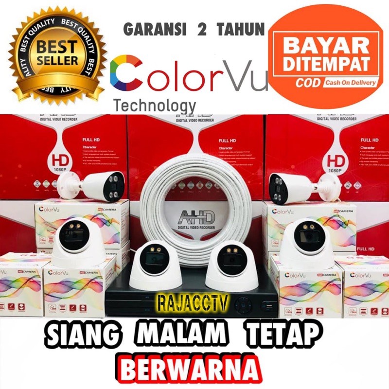 PAKET CCTV COLORVU SIANG MALAM BERWARNA 8 CHANNEL 6 CAMERA 5MP 1080P TURBO HD IC SONY