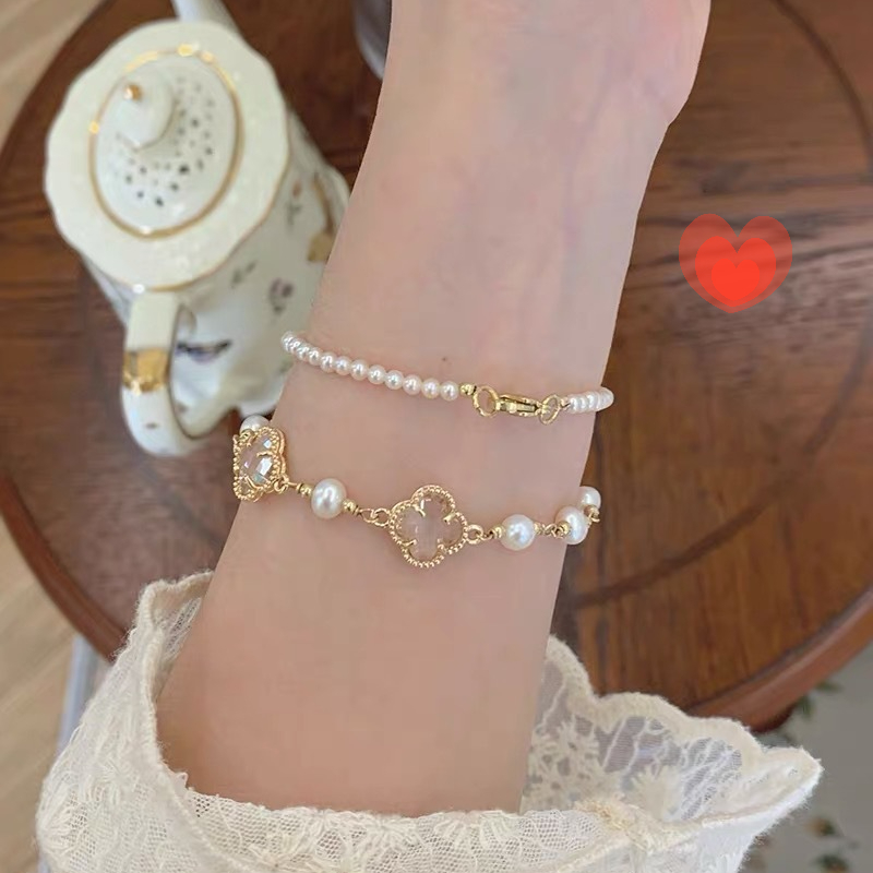 Fashion Bracelets Pearl Four Leaf Clover Bracelets Women Fashion