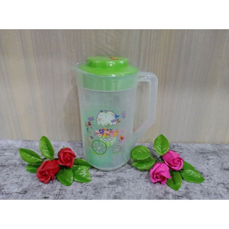 Teko Plastik 2,1 Liter Air Eskan Plastik Bonus Gelas 2 Pcs Merek Taiwan