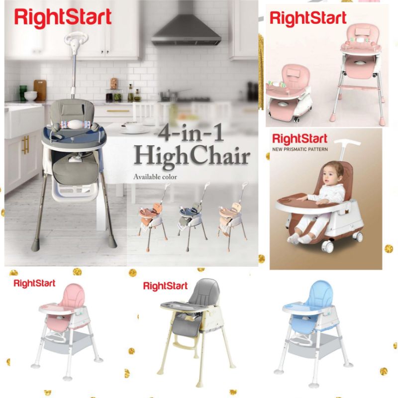 Kursi Makan Anak Bayi Right Start 4 in 1 High Chair Baby Booster HC 2372 / Deluxe 2375 / Lets Go 2379 / Candy Series 2380 / Trike 2385 / Lets Travel 2386